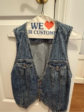 American Eagle Outfitters Light Blue Acid Wash Denim Vest
